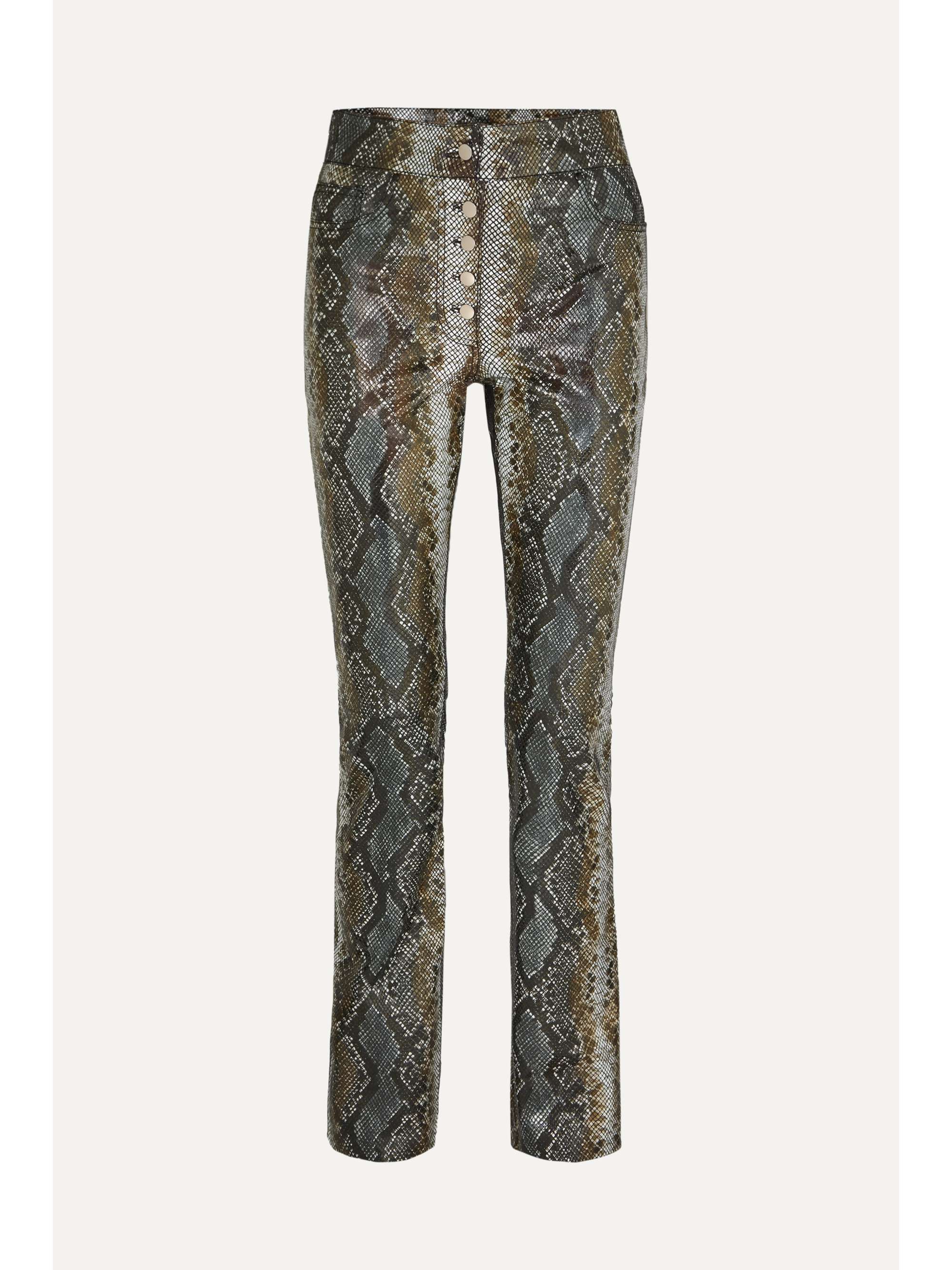 Gray Rina snake-effect leather slim-leg 