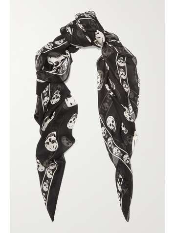 ALEXANDER MCQUEEN Printed silk-chiffon scarf