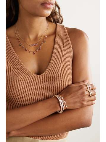 SUZANNE KALAN 18-karat rose gold, sapphire and diamond necklace