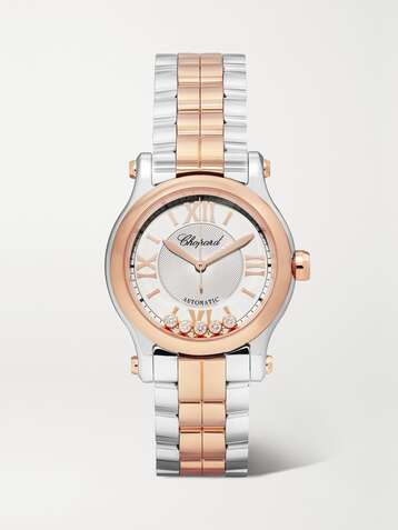 CHOPARD Happy Sport Automatic 30mm 18-karat rose gold, stainless steel and diamond watch