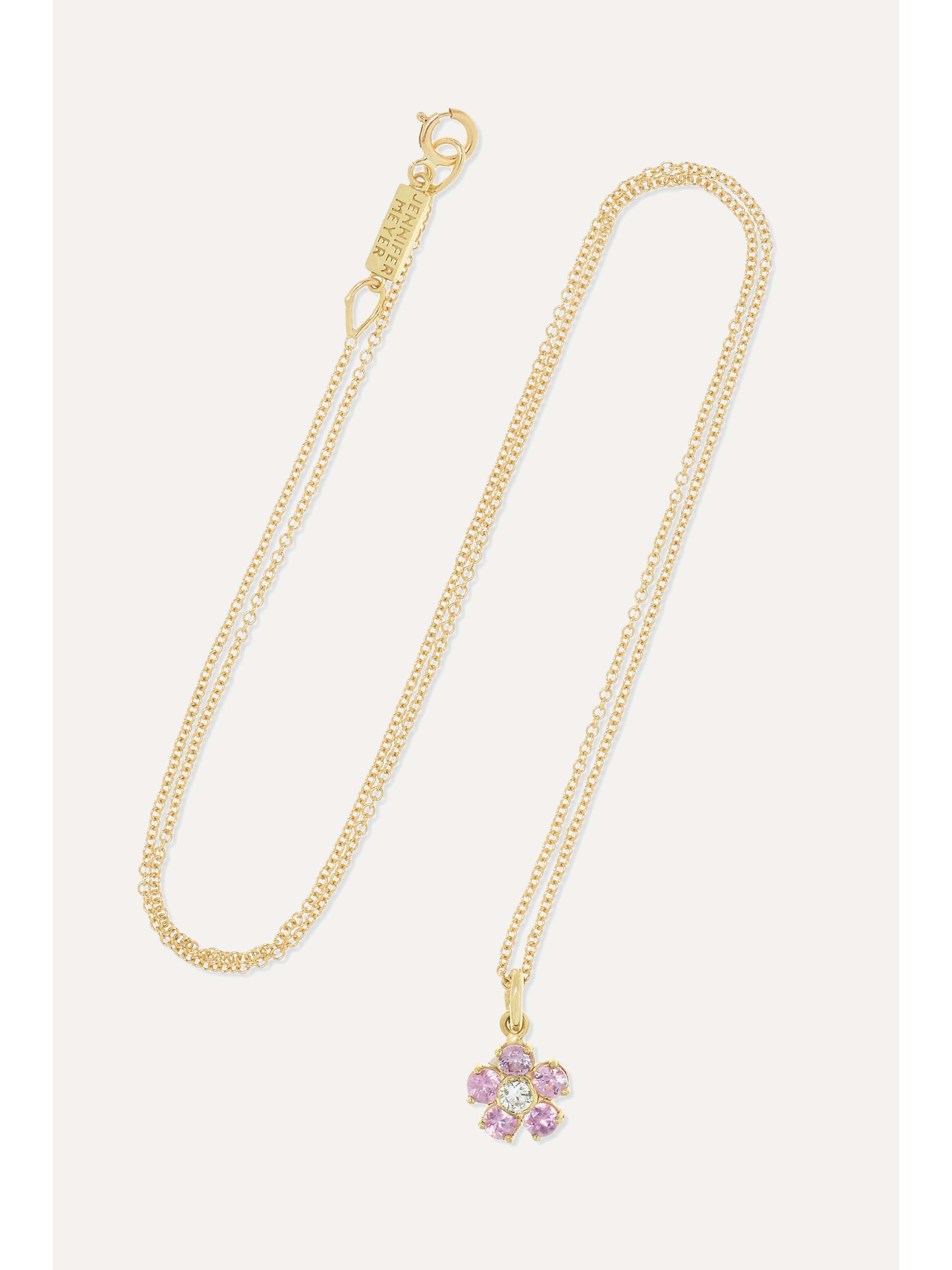 JENNIFER MEYER Flower 18-karat gold, sapphire and diamond necklace