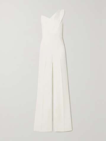 ROLAND MOURET Platano one-shoulder wool-crepe jumpsuit