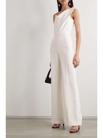 ROLAND MOURET Platano one-shoulder wool-crepe jumpsuit