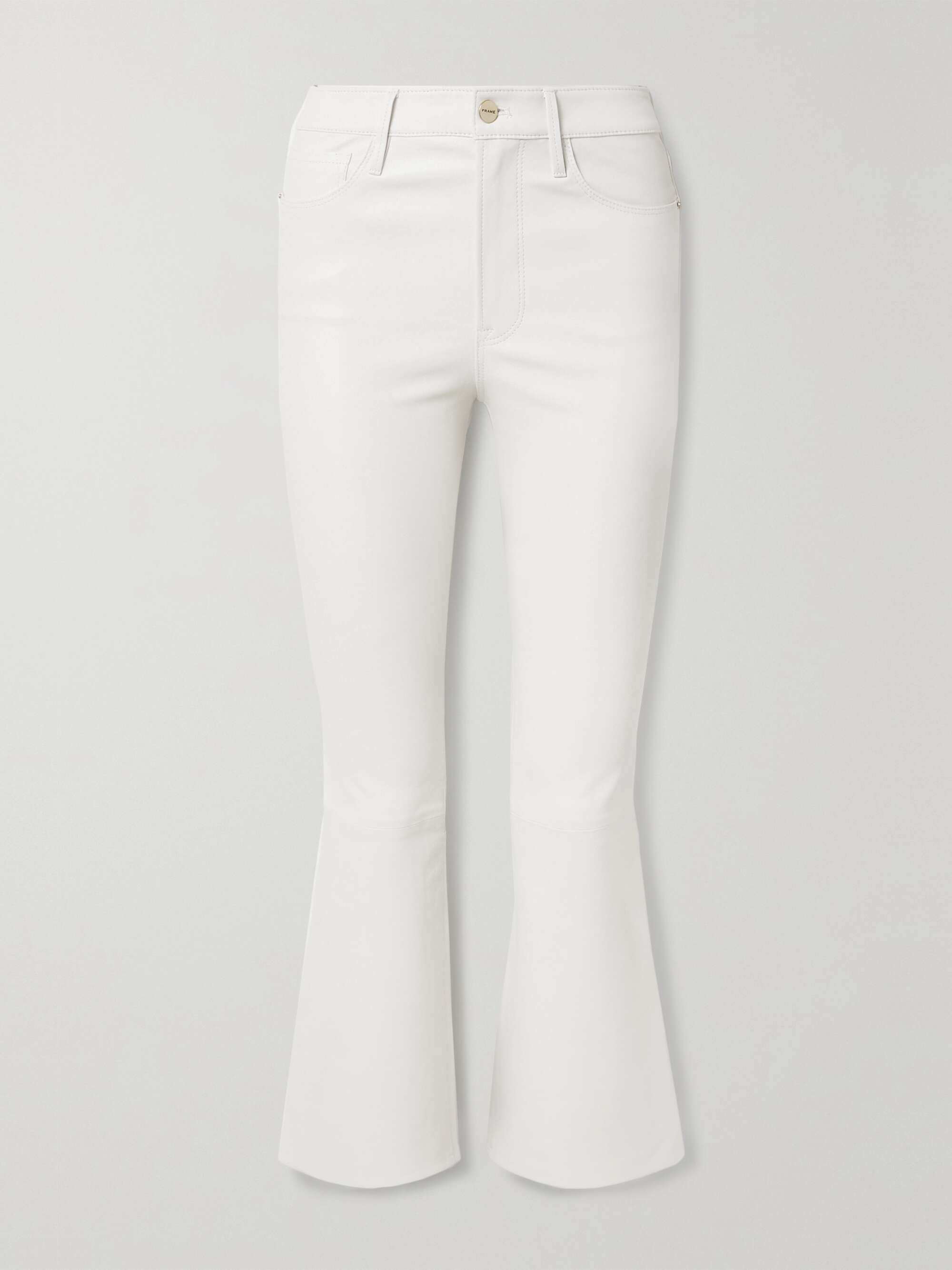White Le Crop Mini Boot leather pants 