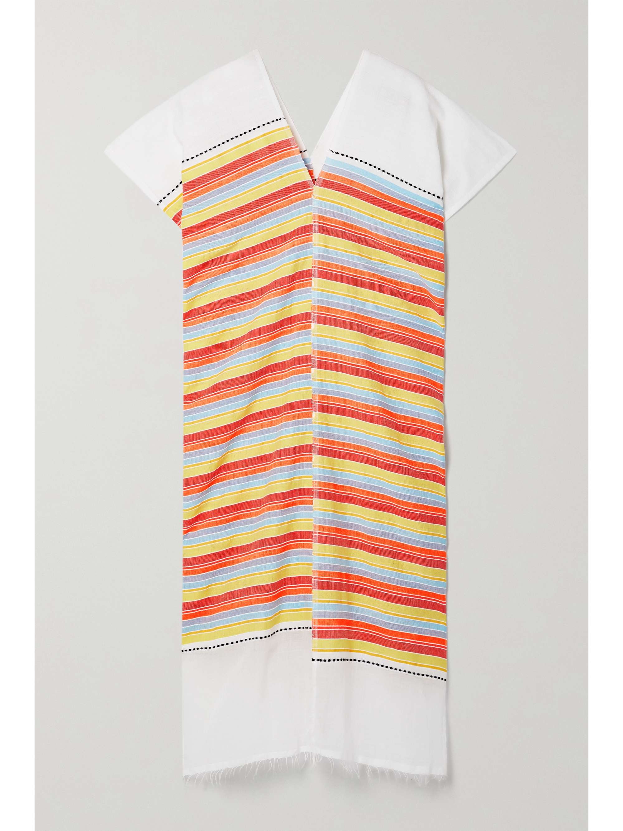 White Mokati fringed striped cotton 