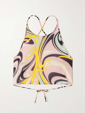 EMILIO PUCCI Open-back printed organic cotton-voile top