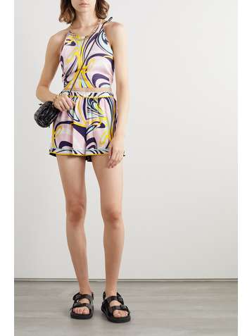 EMILIO PUCCI Open-back printed organic cotton-voile top
