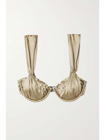 ISA BOULDER Waves ruched stretch-satin underwired bikini top