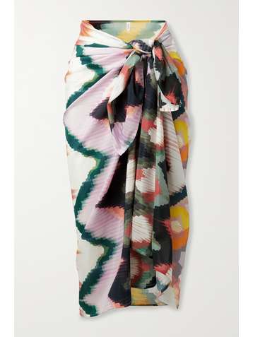 ERES Tournesol printed cotton and silk-blend voile pareo
