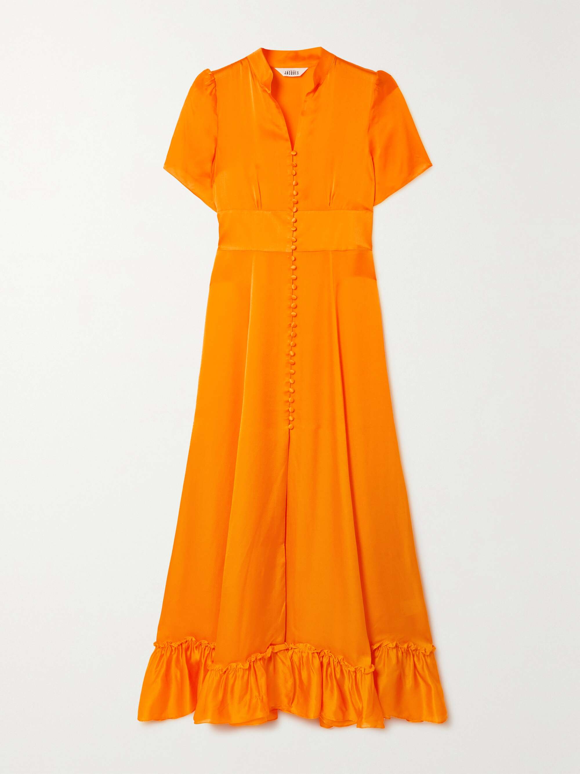 Orange + NET SUSTAIN Mandy ruffled silk-satin midi dress 