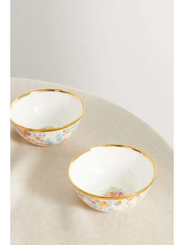 CORALLA MAIURI Piazza Del Popolo set of two gold-plated porcelain fruit bowls