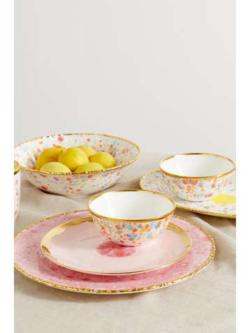 CORALLA MAIURI Piazza Del Popolo set of two gold-plated porcelain fruit bowls