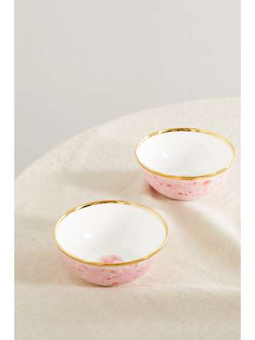 CORALLA MAIURI Piazza Del Popolo set of two gold-plated porcelain fruit bowls