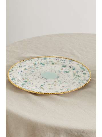 CORALLA MAIURI Piazza del Popolo gold-plated porcelain charger plate