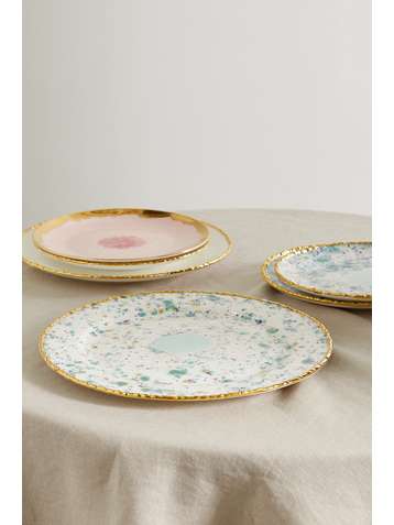 CORALLA MAIURI Piazza del Popolo gold-plated porcelain charger plate