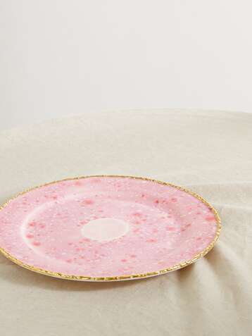 CORALLA MAIURI Piazza Del Popolo gold-plated porcelain charger plate