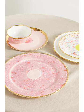 CORALLA MAIURI Piazza Del Popolo gold-plated porcelain charger plate