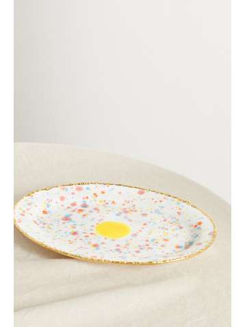 CORALLA MAIURI Piazza del Popolo 31cm gold-plated porcelain platter