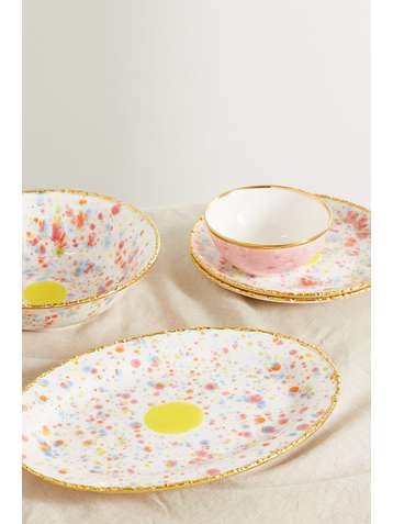CORALLA MAIURI Piazza del Popolo 31cm gold-plated porcelain platter