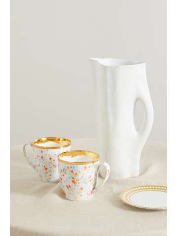 CORALLA MAIURI Piazza del Popolo set of two gold-plated porcelain mugs