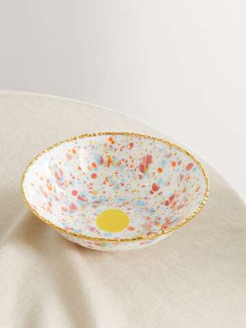 CORALLA MAIURI Piazza Del Popolo gold-plated porcelain salad bowl