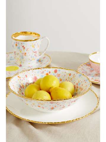 CORALLA MAIURI Piazza Del Popolo gold-plated porcelain salad bowl