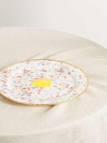 CORALLA MAIURI Piazza Del Popolo gold-plated porcelain charger plate