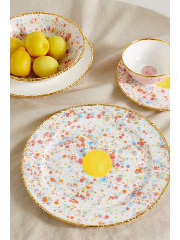 CORALLA MAIURI Piazza Del Popolo gold-plated porcelain charger plate
