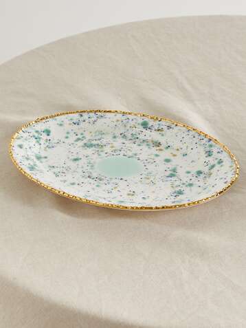 CORALLA MAIURI Piazza del Popolo 31cm gold-plated porcelain platter