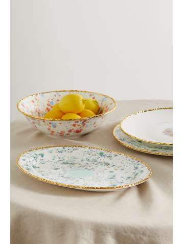 CORALLA MAIURI Piazza del Popolo 31cm gold-plated porcelain platter