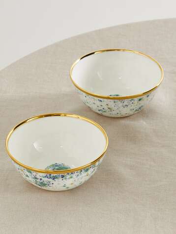 CORALLA MAIURI Piazza del Popolo set of two gold-plated porcelain fruit bowls
