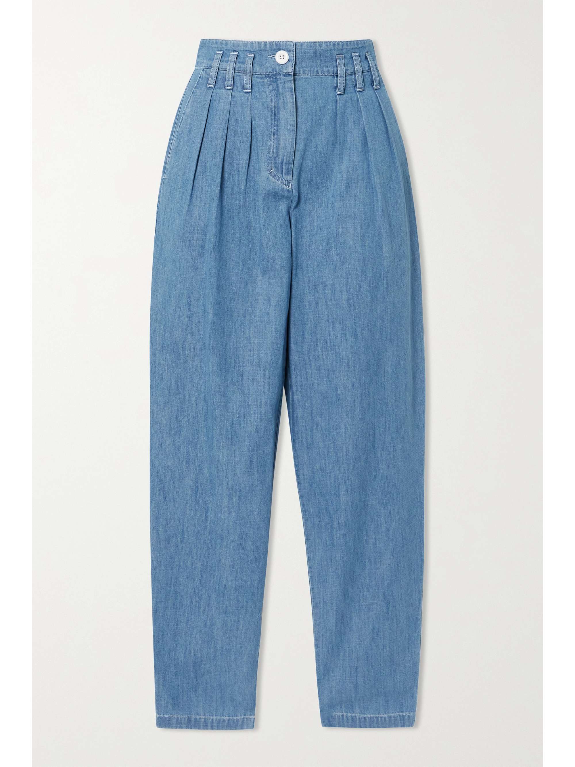 Mid denim Flou pleated high-rise 