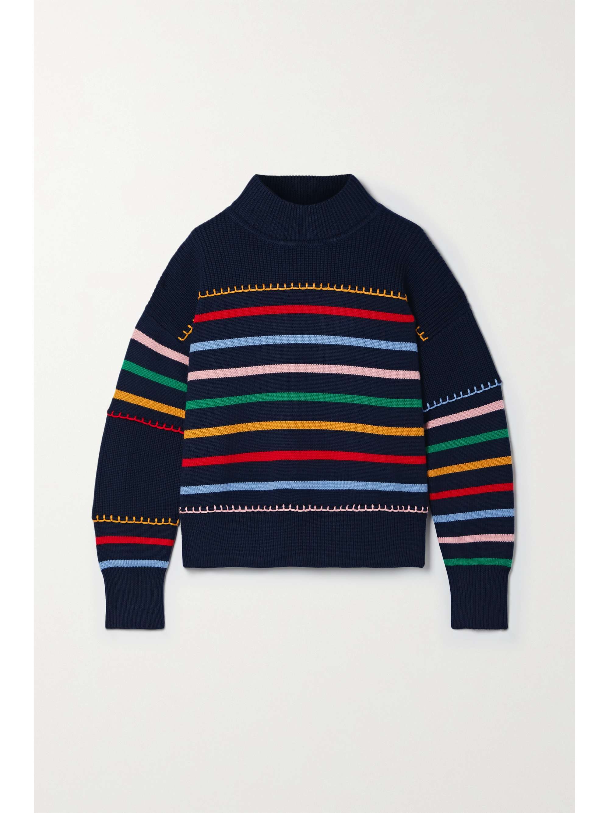 Navy Striped merino wool turtleneck 