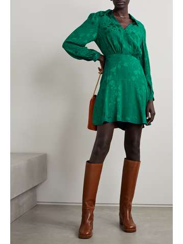 RIXO Indy satin-jacquard mini dress