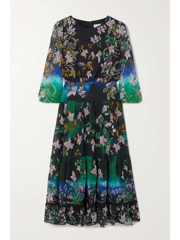 SALONI Isabel floral-print silk-georgette midi dress
