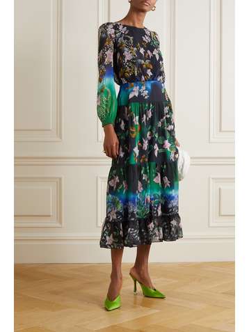SALONI Isabel floral-print silk-georgette midi dress