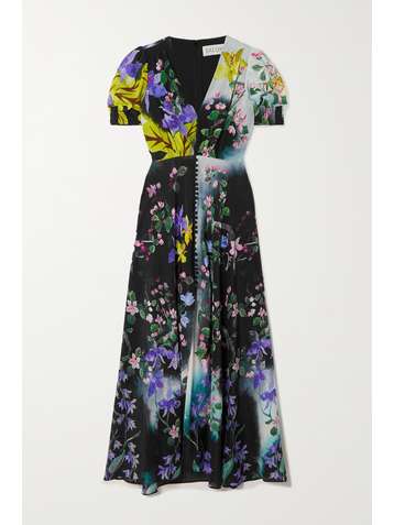 SALONI Lea floral-print silk-satin midi dress