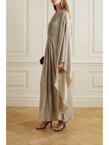 JONATHAN SIMKHAI Farrah draped plissé-lamé gown