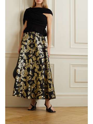 ALICE + OLIVIA Jupe midi en jacquard métallisé Earla