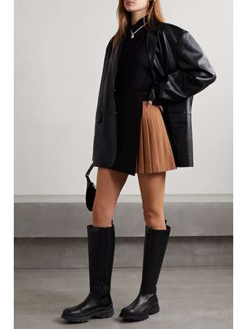 ALICE + OLIVIA Mini-jupe effet portefeuille en feutre à plis Toni