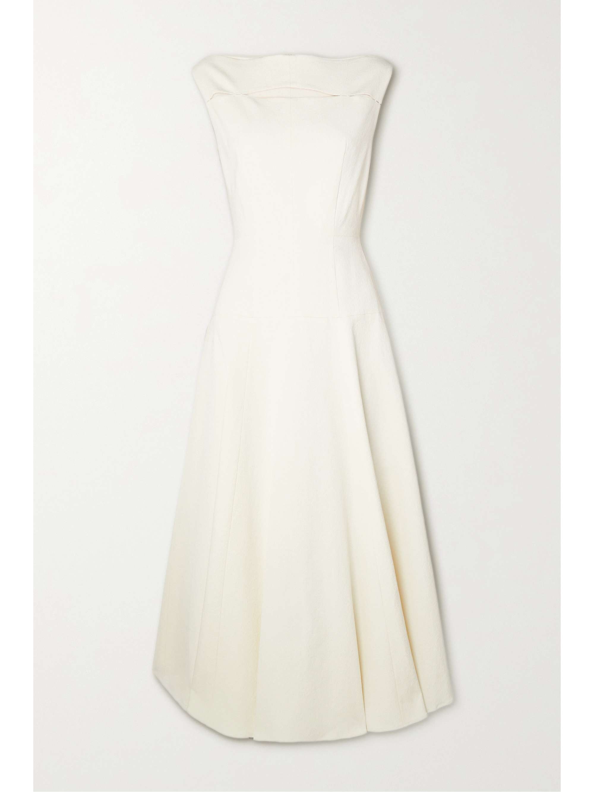 Cream Cutout textured cotton-blend midi 