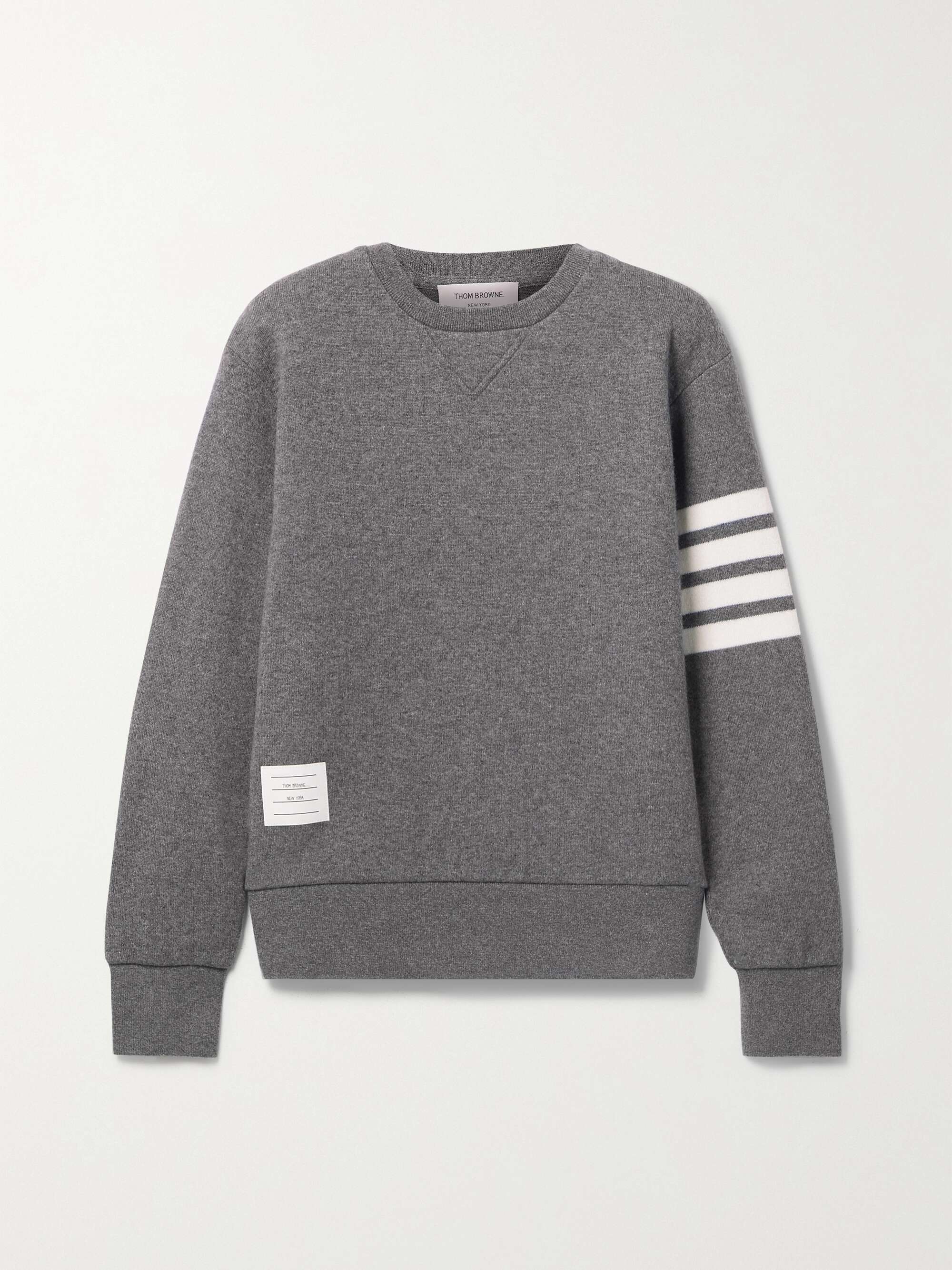 Gray Striped cashmere-blend sweatshirt 