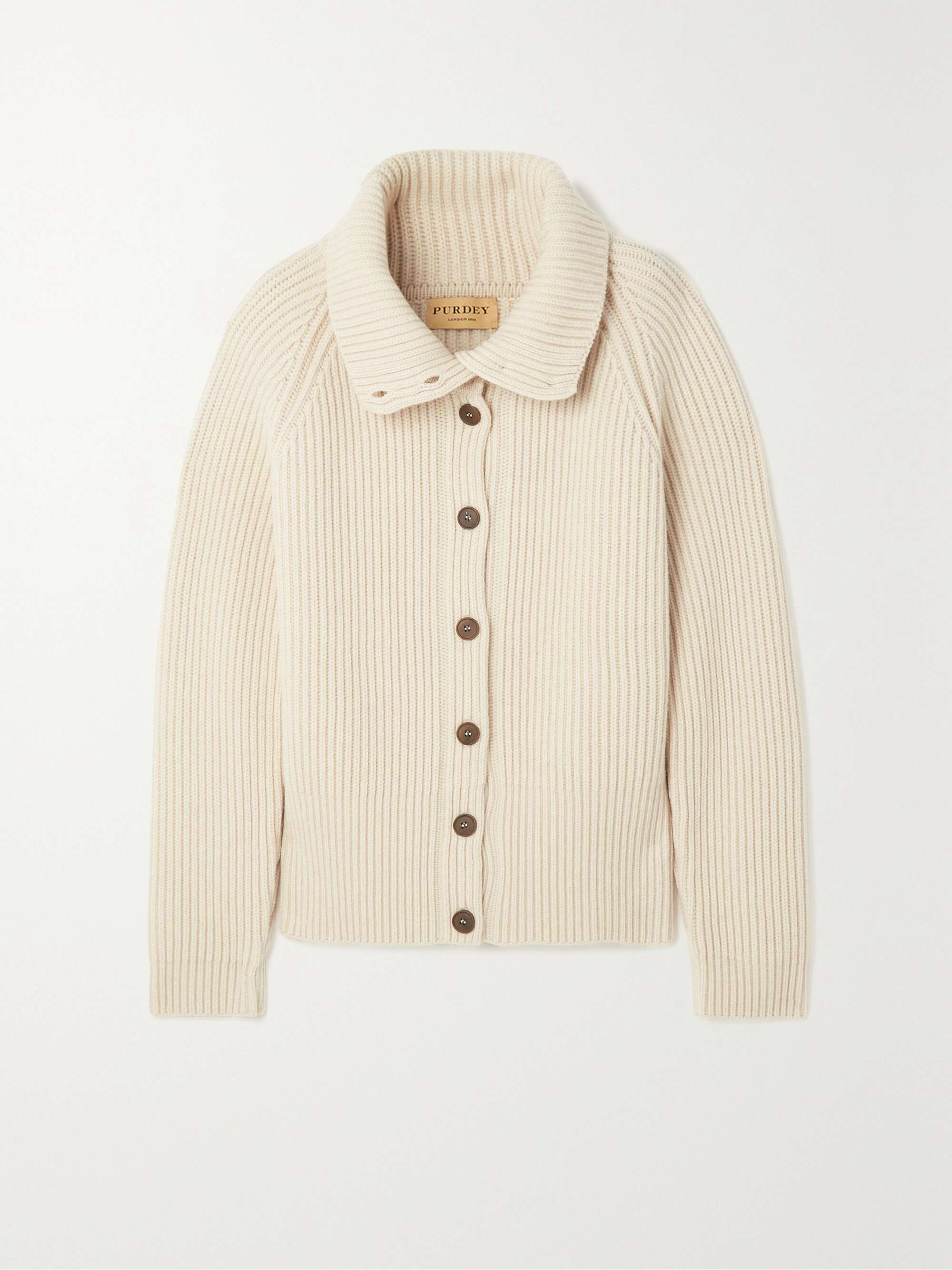 Beige Ribbed wool and cashmere-blend 