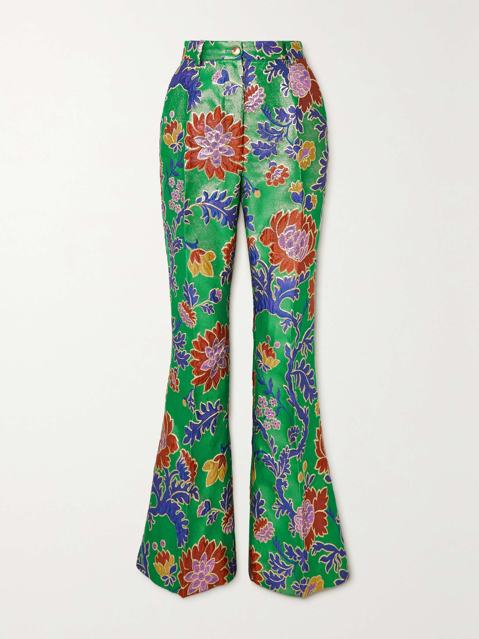 Forest green Metallic floral-jacquard 