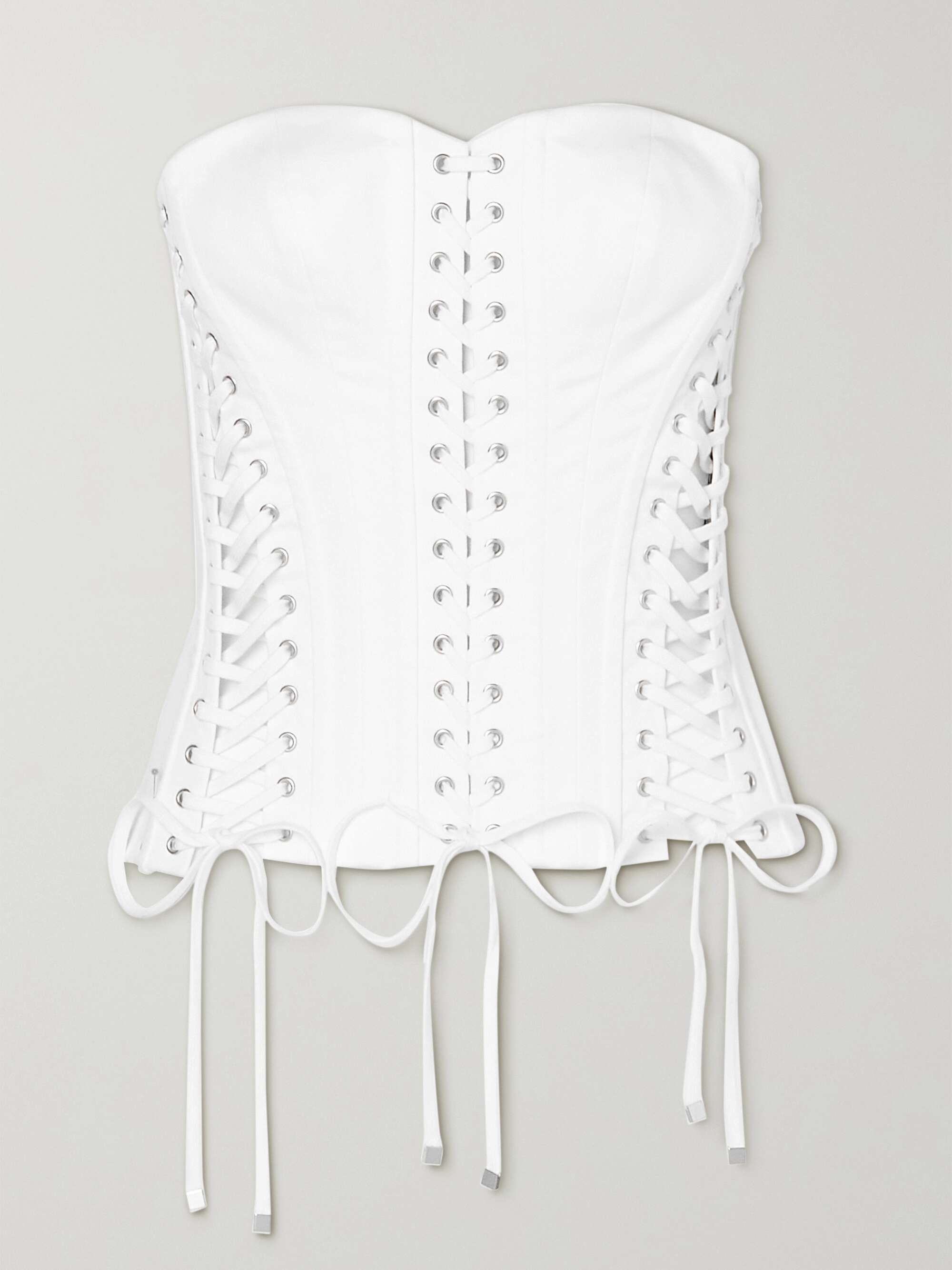 DOLCE u0026 GABBANA Strapless lace-up cotton-blend gabardine bustier top |  NET-A-PORTER