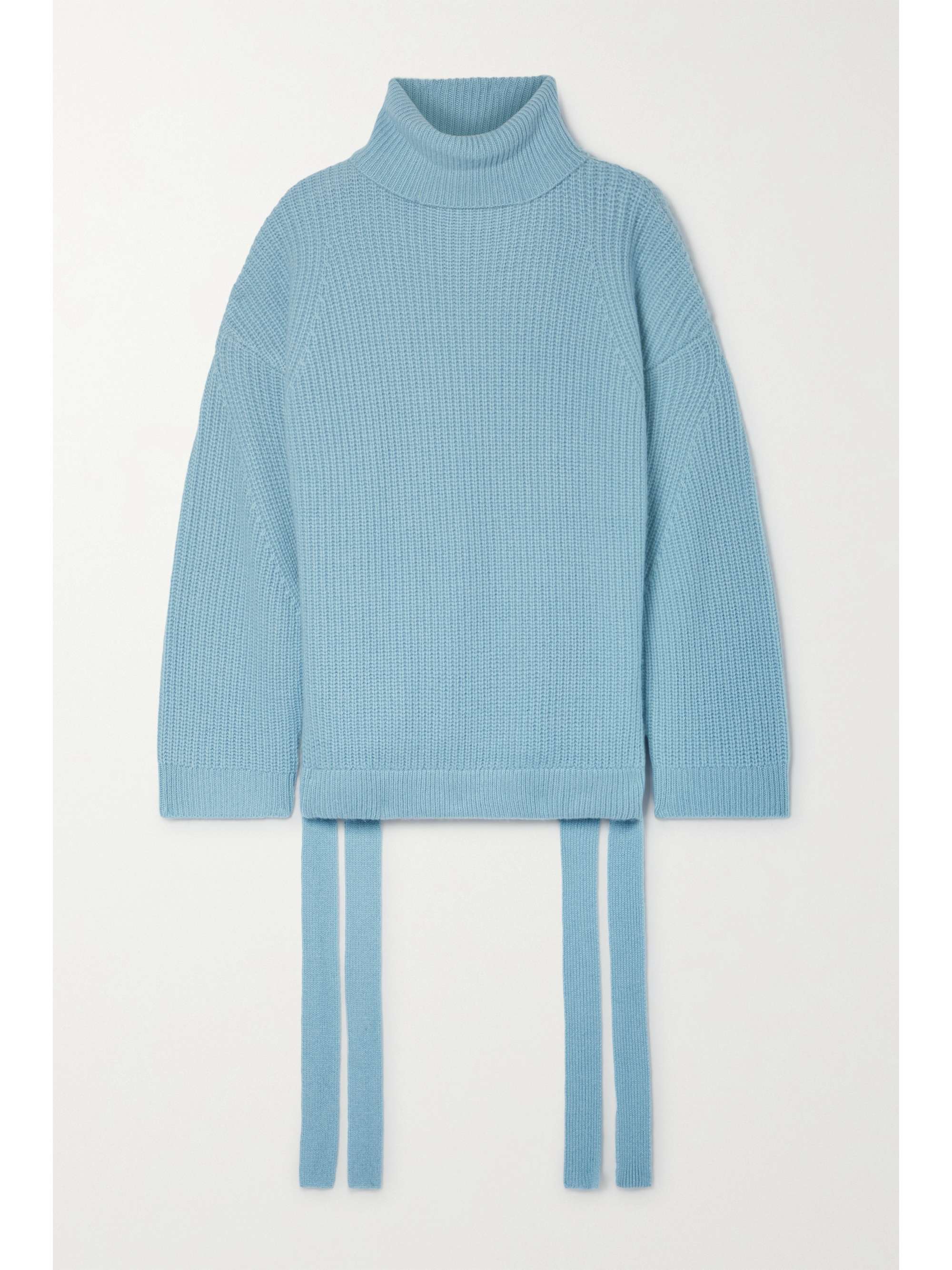 Sky blue Oversized ribbed cashmere 