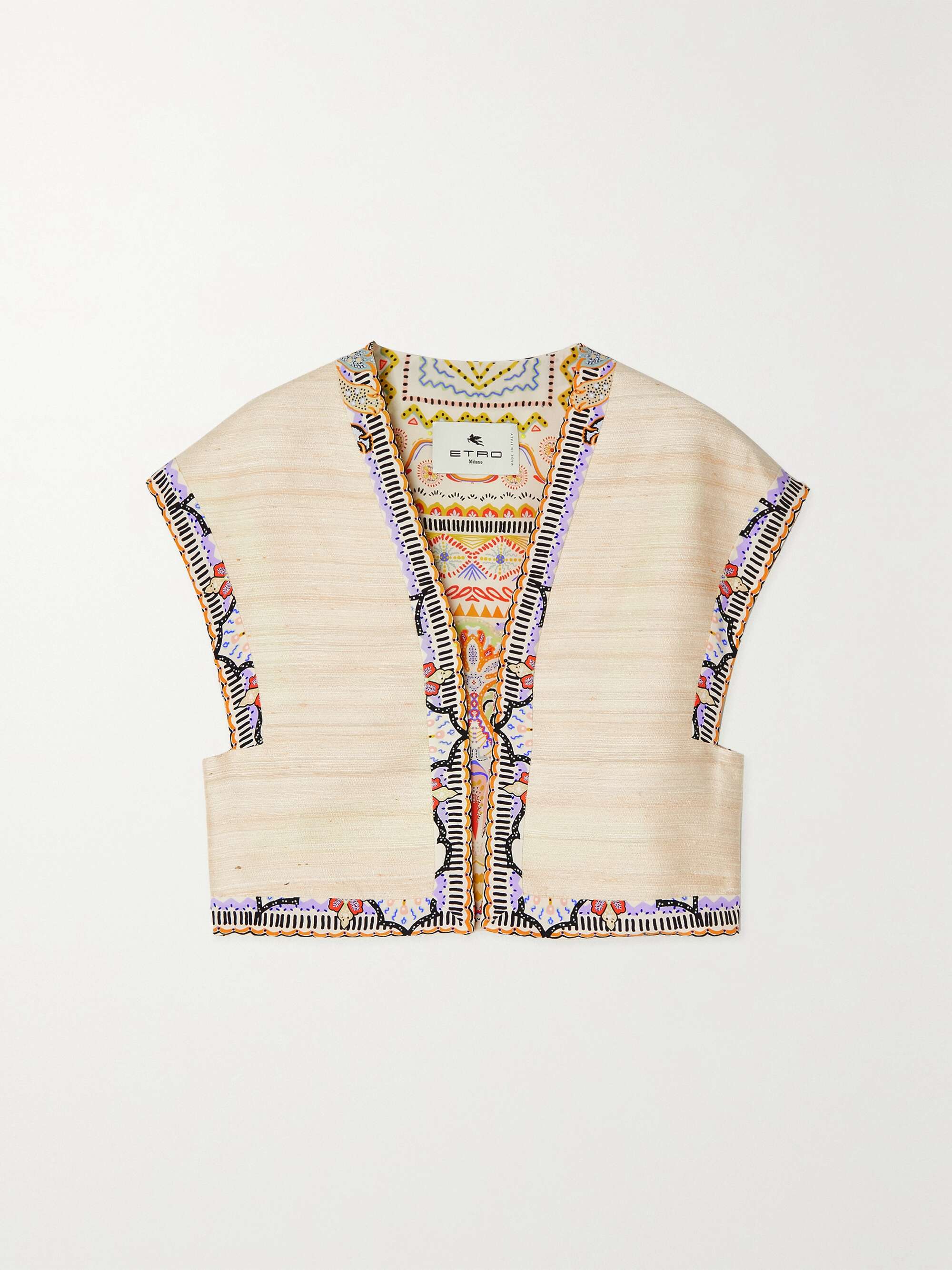 ETRO Printed satin-trimmed silk-blend canvas vest | NET-A-PORTER