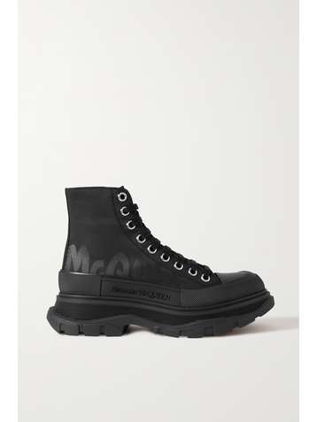 ALEXANDER MCQUEEN Schnürstiefel aus bedrucktem Canvas und Gummi mit überstehender Sohle