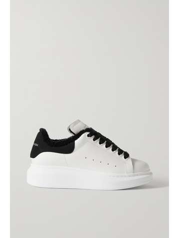 ALEXANDER MCQUEEN Shearling-lined suede and leather exaggerated-sole sneakers