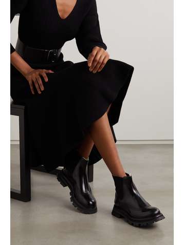 ALEXANDER MCQUEEN Bottines chelsea en cuir doublé de peau lainée